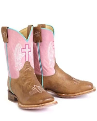 Tin Haul Girls' Angel Wings Western Boots - Broad Square Toe
