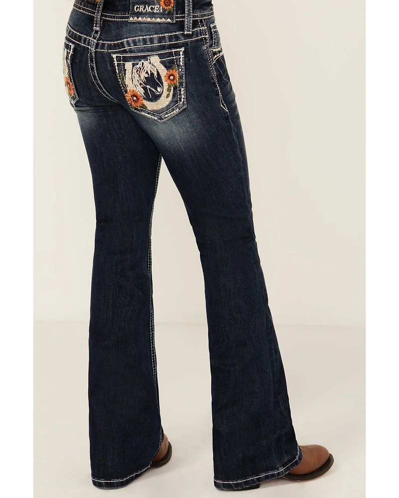 Grace LA Girls' Dark Wash Bootcut Denim Jeans