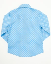 Rodeo Clothing Boys' Geo Print Short Sleeve Pearl Snap Stretch Western Shirt