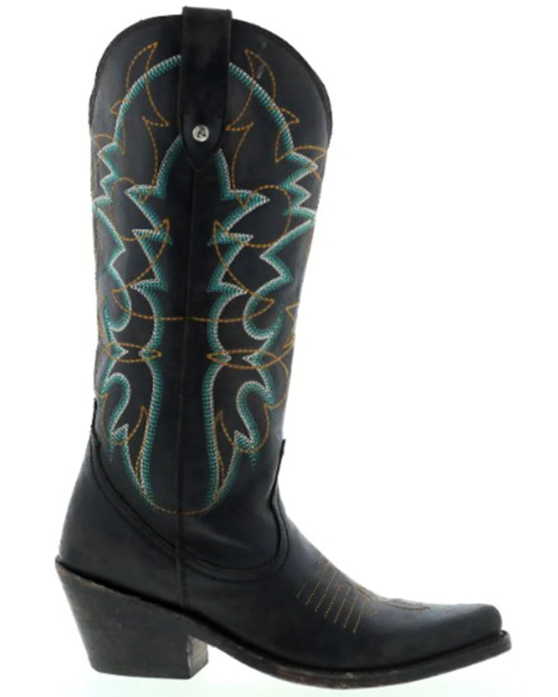 Botas Caborca for Liberty Black Women's Amelia Star Stitched Western Boots - Snip Toe