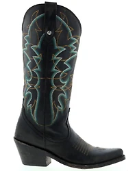 Botas Caborca for Liberty Black Women's Amelia Star Stitched Western Boots - Snip Toe
