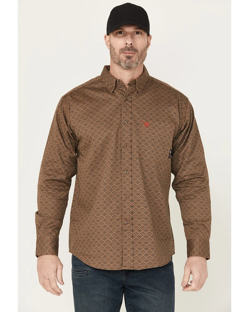 Ariat Men's FR Deniro Printed Long Sleeve Button-Down Work Shirt