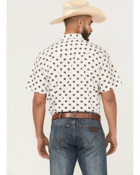 Gibson Trading Co Men's Barn Door Southwestern Print Short Sleeve Snap Stretch Western Shirt