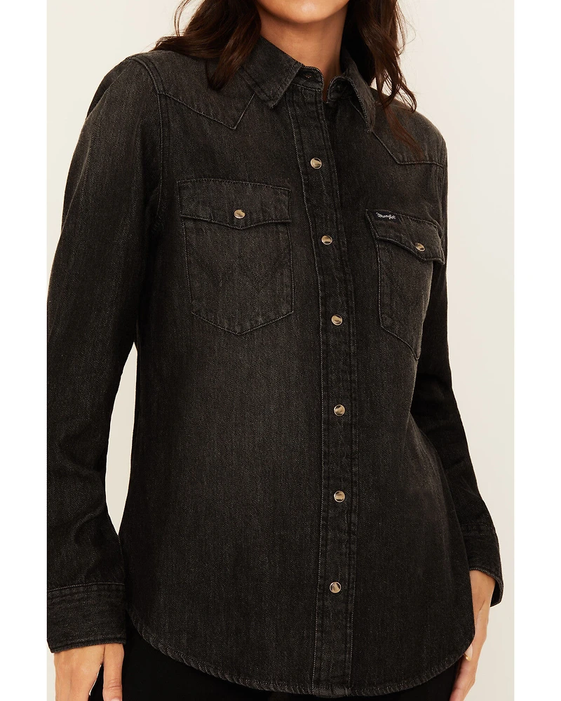 Wrangler Retro Women's Long Sleeve Snap Denim Western Shirt