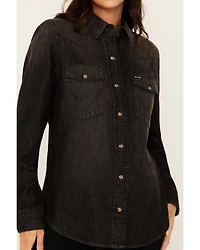 Wrangler Retro Women's Long Sleeve Snap Denim Western Shirt