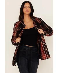 Idyllwind Women's Glenmond Dobby Plaid Print Long Sleeve Snap Flannel Shirt
