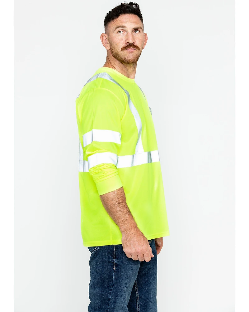 Hawx Men's Hi-Vis Reflective Long Sleeve Work Tee - Big & Tall
