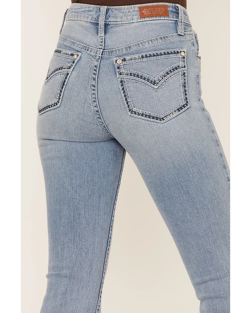 Shyanne Women's Light Wash Mid Rise Bootcut Stretch Denim Jeans
