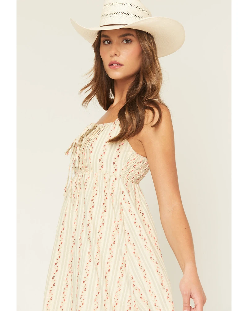 Listicle Floral Wallpaper Print Sleeveless Midi Dress