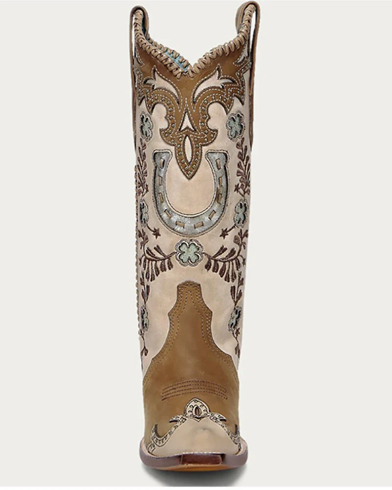 Corral Women's Honey Horseshoe Overlay Western Boots - Snip Toe
