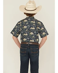 Panhandle Slim Boys' Desert Print Short Sleeve Snap Western Shirt