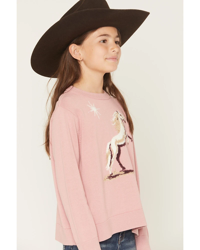 Shyanne Girls' Horse Pullover Knit Sweater