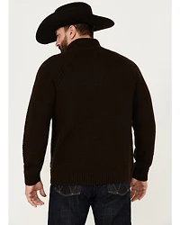 Brothers and Sons Men's Merino Donegal Button Down Mock Neck Sweater