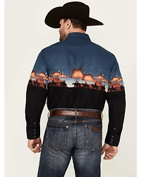 Panhandle Men's Scenic Border Long Sleeve Snap Western Shirt