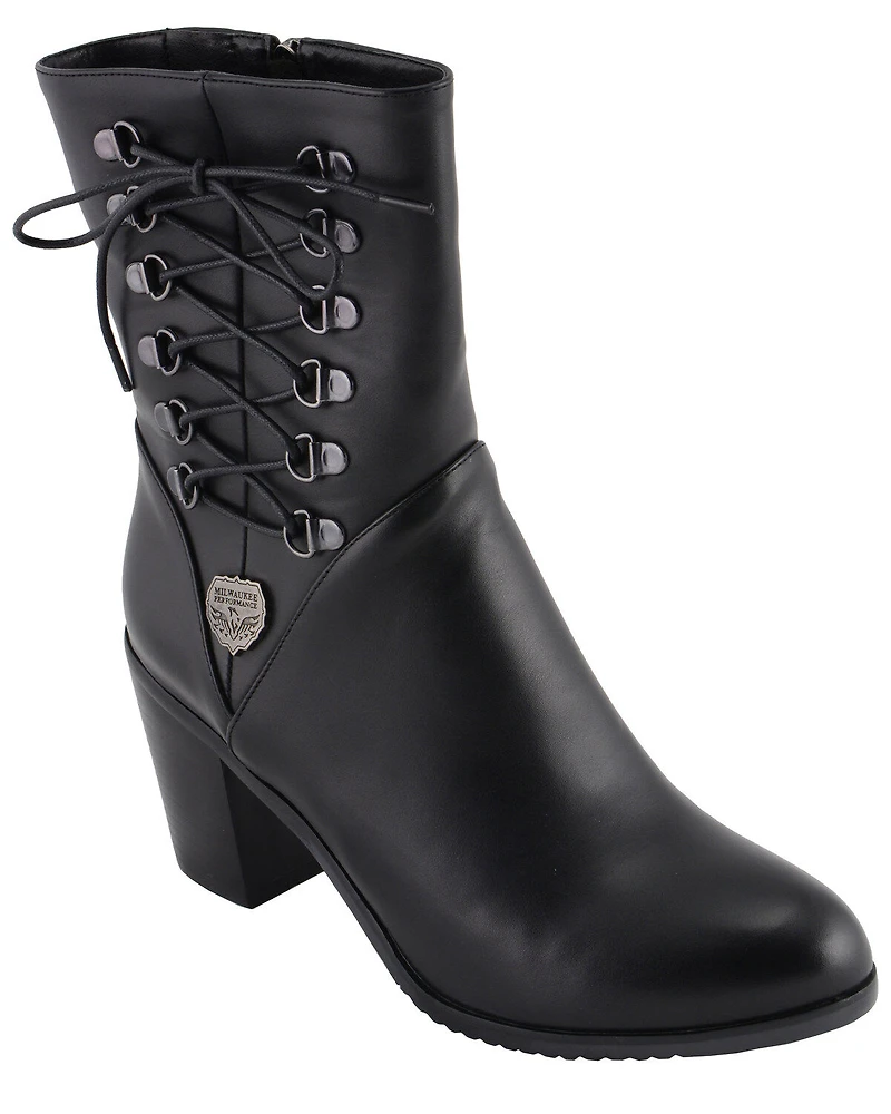Milwaukee Leather Women's Laced Side Riding Boots - Round Toe