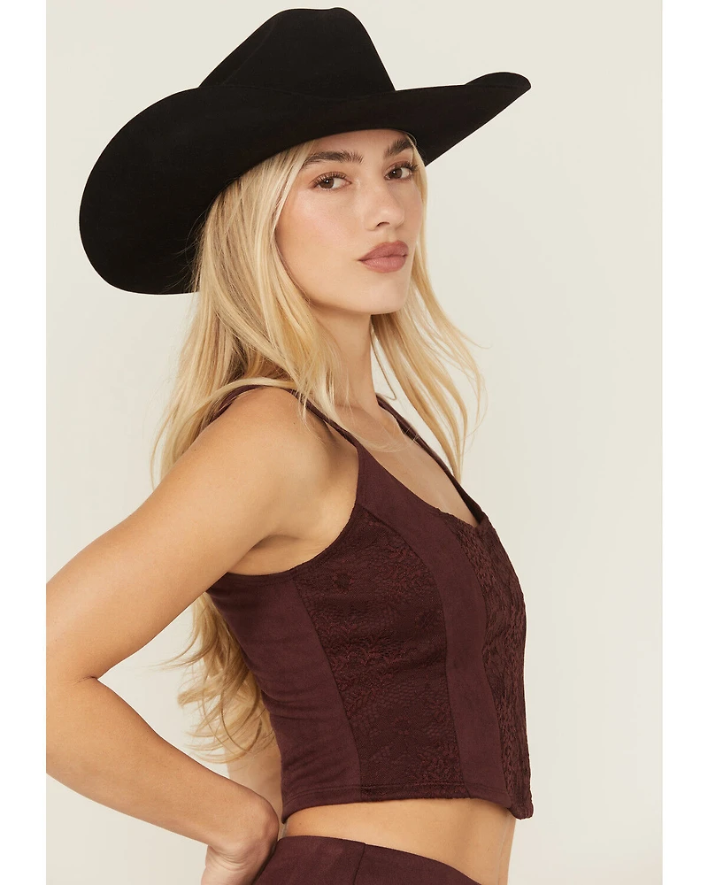 Shyanne Women's Faux Suede Lace Corset Top