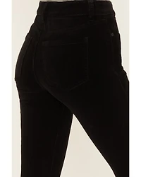 Shyanne Women's Black High Rise Velveteen Stretch Flare Jeans