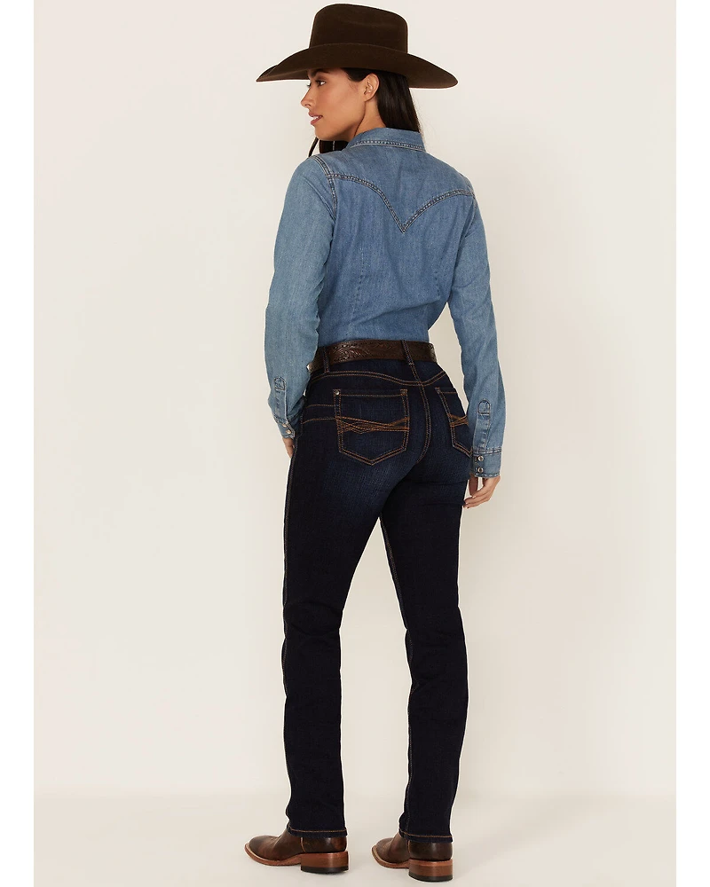 RANK 45® Women's Dark Wash Mid Straight Riding Jeans