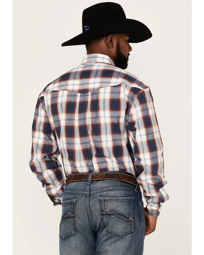 Roper Men's Liberty Bell Large Plaid Print Long Sleeve Button-Down Western Shirt
