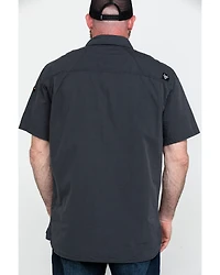 Hawx Men's Charcoal Solid Yarn Dye Two Pocket Short Sleeve Work Shirt - Big