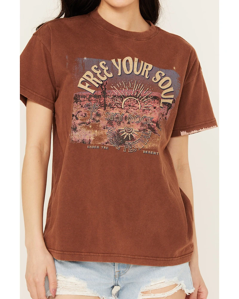 Cleo + Wolf Women's Free Your Soul Short Sleeve Cropped Graphic Tee