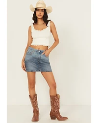 Levi's Women's Icon Medium Wash Two-Tone Denim Western Mini Skirt