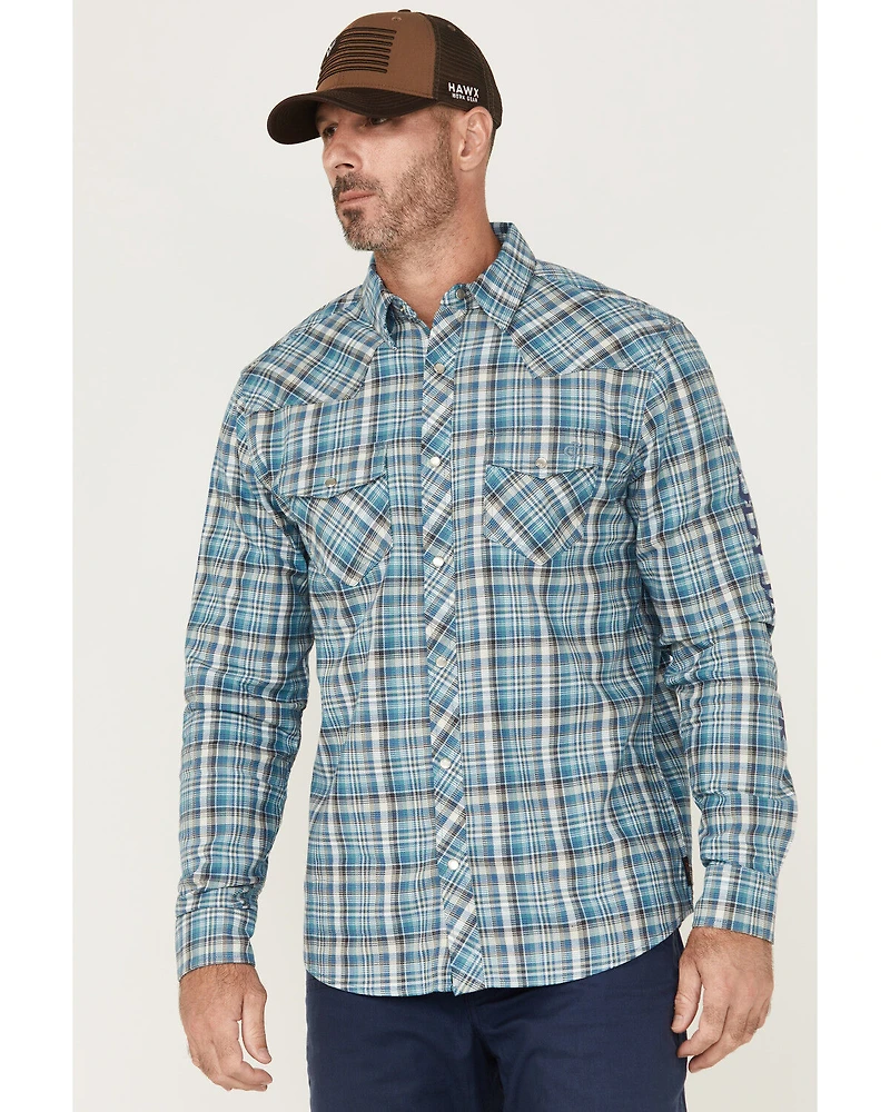 Cody James FR Men's Plaid Print Long Sleeve Pearl Snap Stretch Western Work Shirt