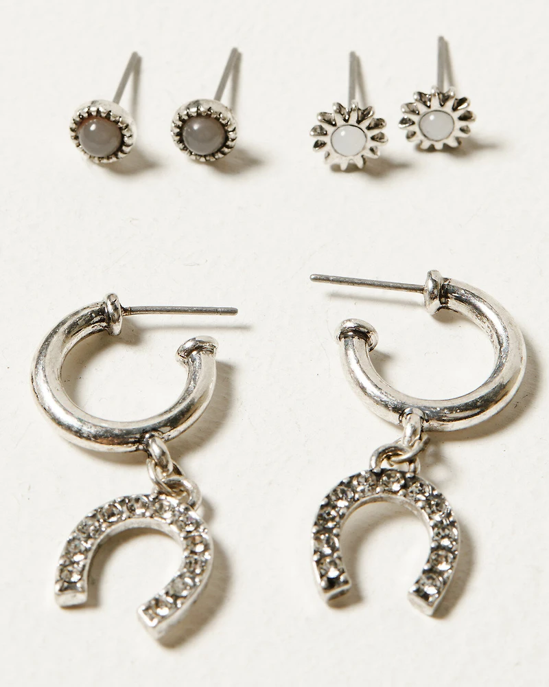 Shyanne Women's Horseshoe Icon and Hoop Earring Set - 6 Piece