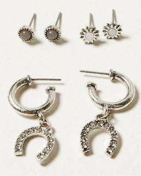 Shyanne Women's Horseshoe Icon and Hoop Earring Set - 6 Piece
