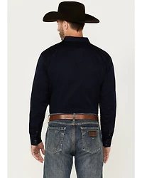 Blue Ranchwear Men's Rustler Solid Twill Long Sleeve Snap Stretch Western Work Shirt
