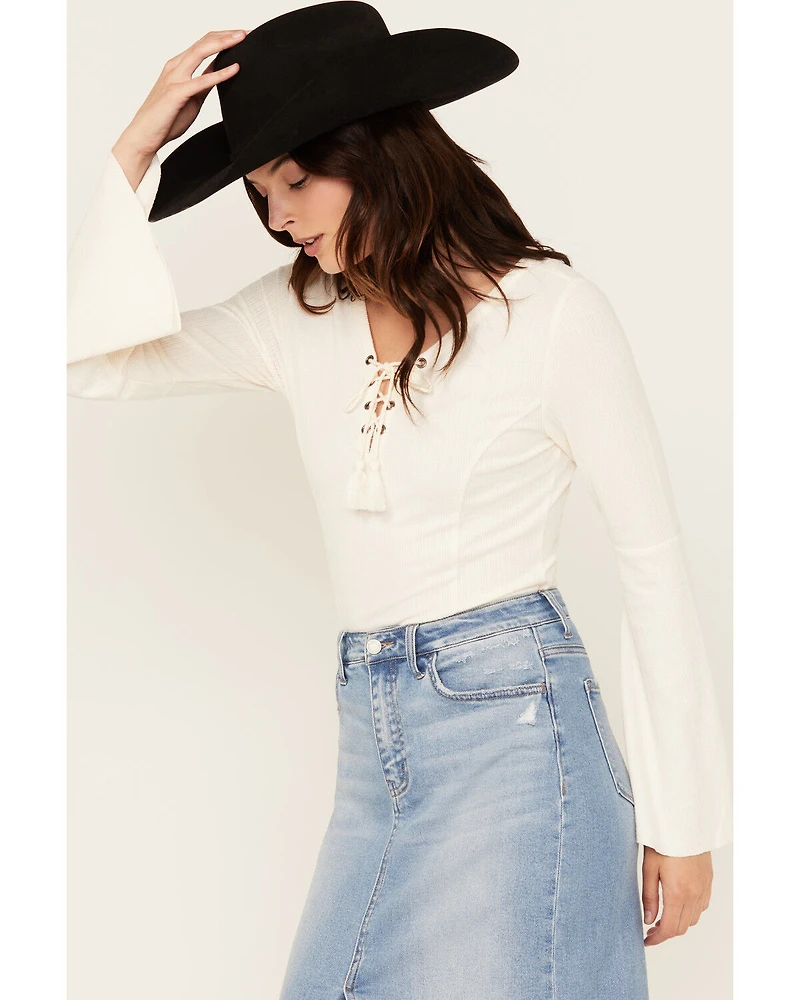 Shyanne Women's Solid Lace-Up Long Sleeve Shirt