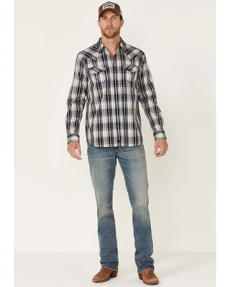 Moonshine Spirit Men's Talum Plaid Long Sleeve Snap Western Shirt