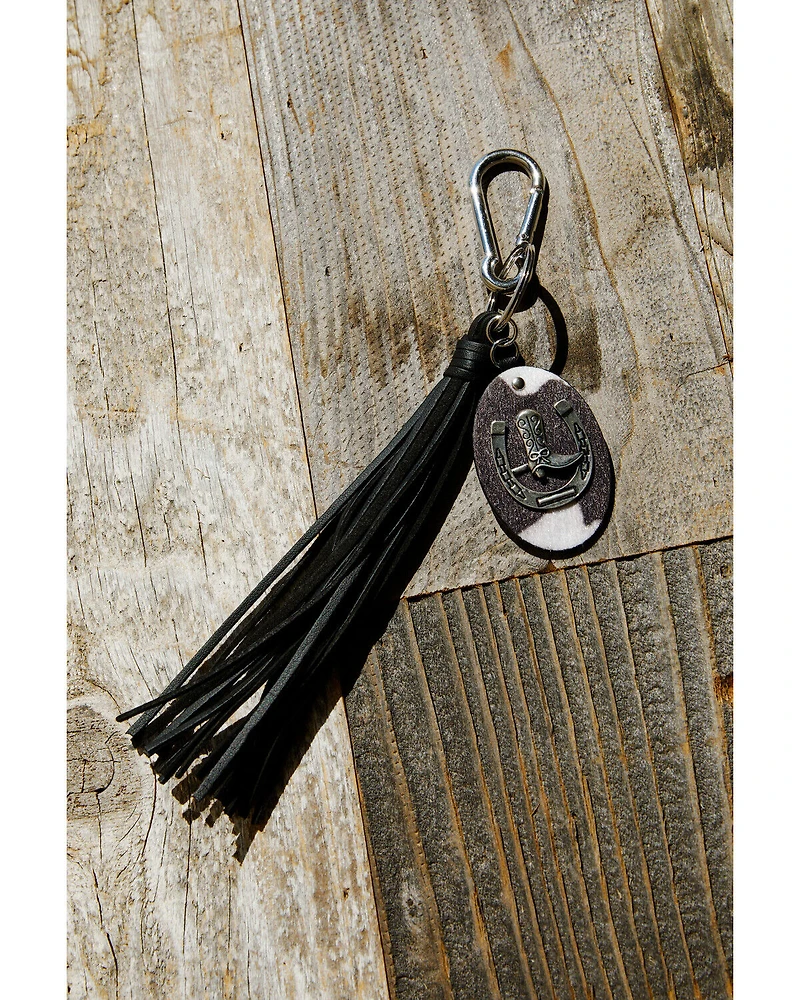 Shyanne Women's Cow Print Horseshoe Bag Charm