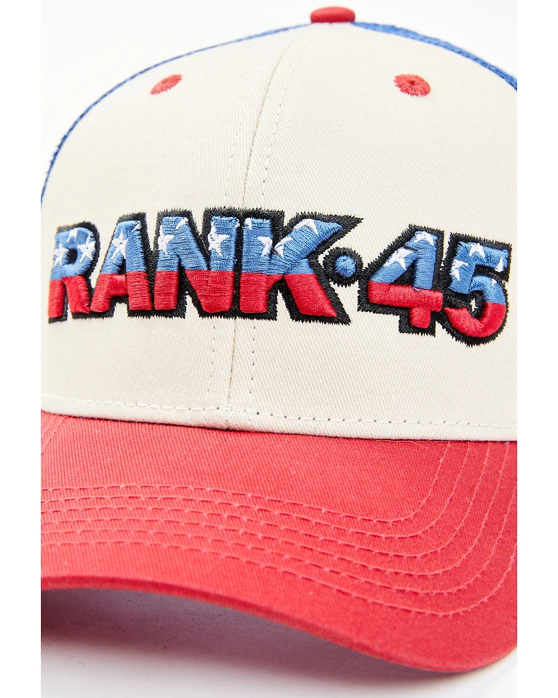 RANK 45® Men's Embroidered Flag Logo Mesh-Back Ball Cap