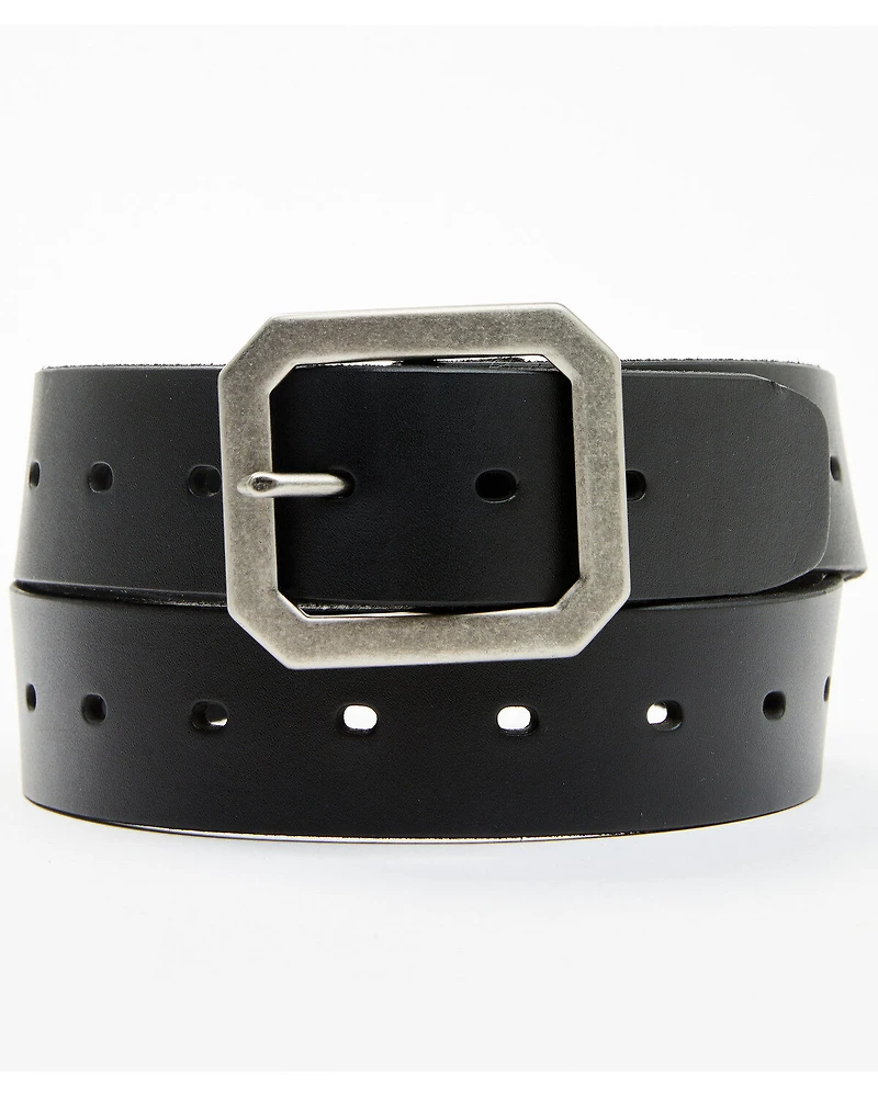 Brothers and Sons Men's Coleman Perforated Smooth Leather Basic Belt