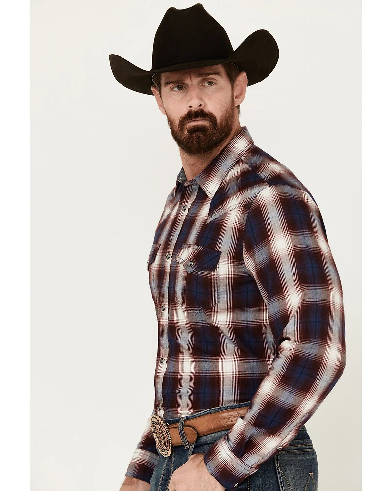 Cody James Men's Uncle Sam Plaid Print Long Sleeve Snap Western Shirt