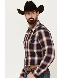 Cody James Men's Uncle Sam Plaid Print Long Sleeve Snap Western Shirt