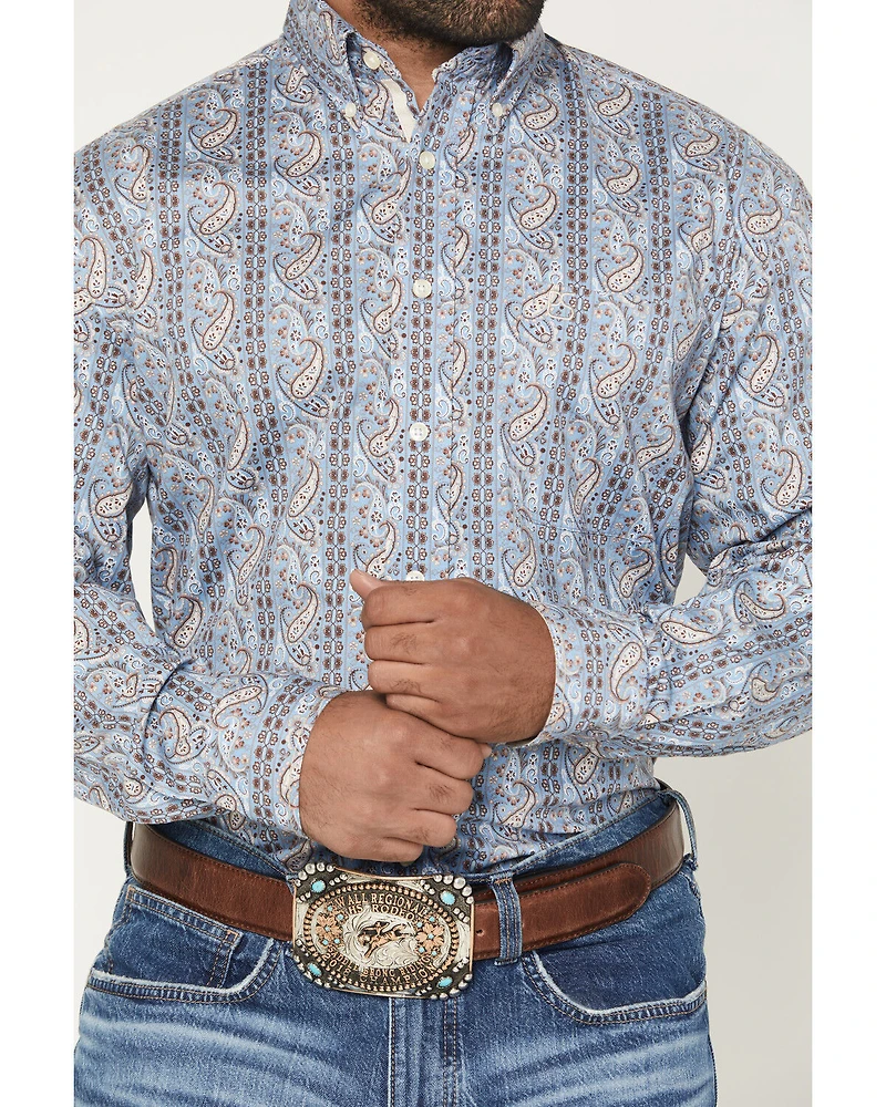 Panhandle Slim Men's Paisley Wallpaper Print Long Sleeve Button-Down Stretch Western Shirt