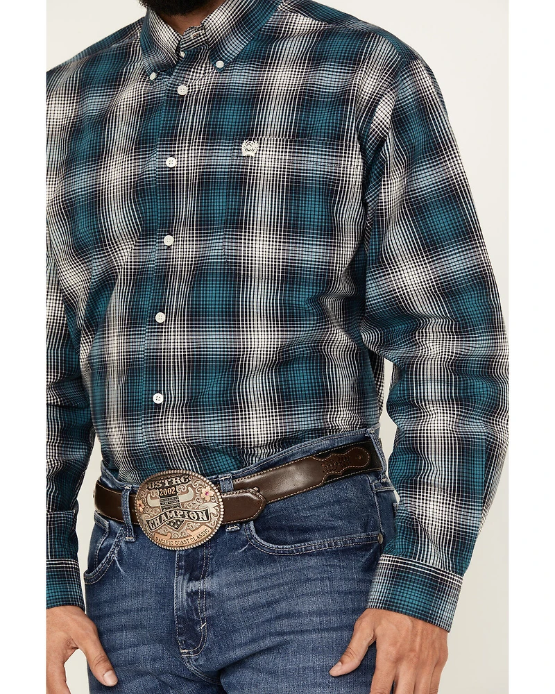 Cinch Men's Plaid Print Long Sleeve Button-Down Western Shirt