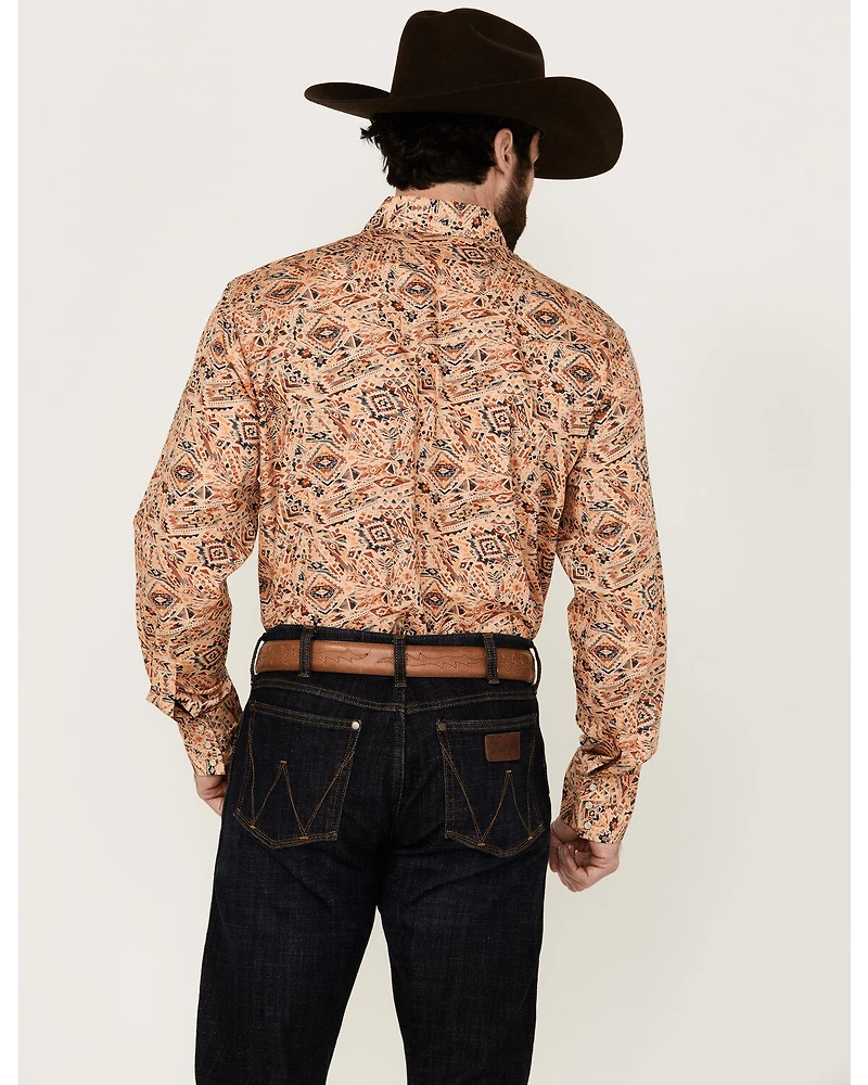 Wrangler Men's Checotah Print Long Sleeve Snap Western Shirt