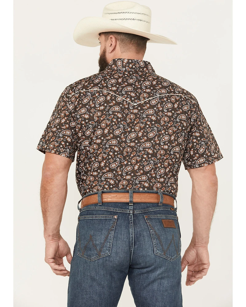 Cowboy Hardware Men's Paisley Print Short Sleeve Snap Stretch Western Shirt