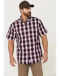Resistol Men's Atlantis Ombre Plaid Print Short Sleeve Button Down Western Shirt