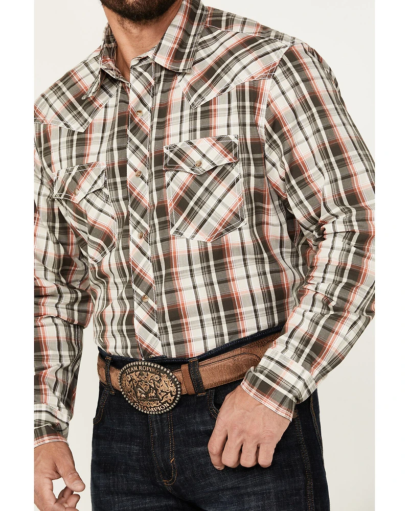 Wrangler Men's 20X Plaid Print Long Sleeve Snap Western Shirt