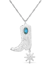 Montana Silversmiths Women's Chiseled Boots & Spurs Turquoise Necklace