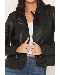 Mauritius Women's Morgan Studded Scatter Star Leather Jacket