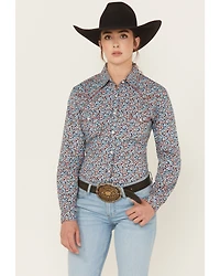 Panhandle Women's Printed Long Sleeve Pearl Snap Stretch Western Shirt
