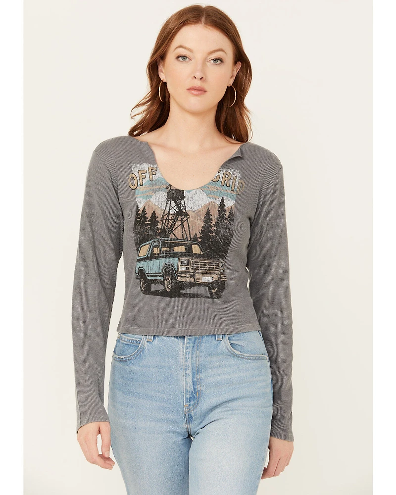 Cleo + Wolf Women's Off The Grid Cropped Rib Knit Long Sleeve Tee