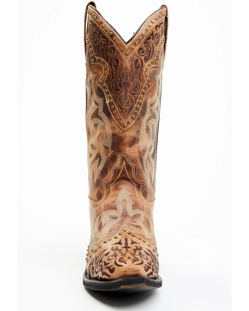 Laredo Women's Braylynn Studded Leather Western Performance Boots - Snip Toe
