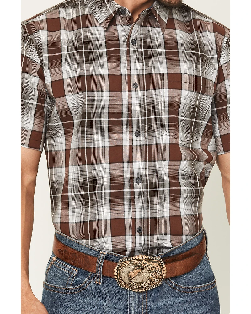 Cody James Men's Urban Rodeo Plaid Print Short Sleeve Button-Down Western Shirt