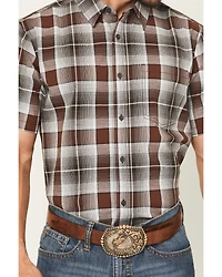 Cody James Men's Urban Rodeo Plaid Print Short Sleeve Button-Down Western Shirt